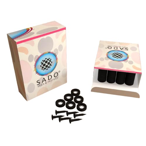 SADO Heavy Duity Nylon Round PVC Furniture Buffer/Pads - (24 PCS), Screw On Non Skid Floor Protector Sofa Chair Balance Pad Noise Insulation Floor Bumper - (18 mm, Black)