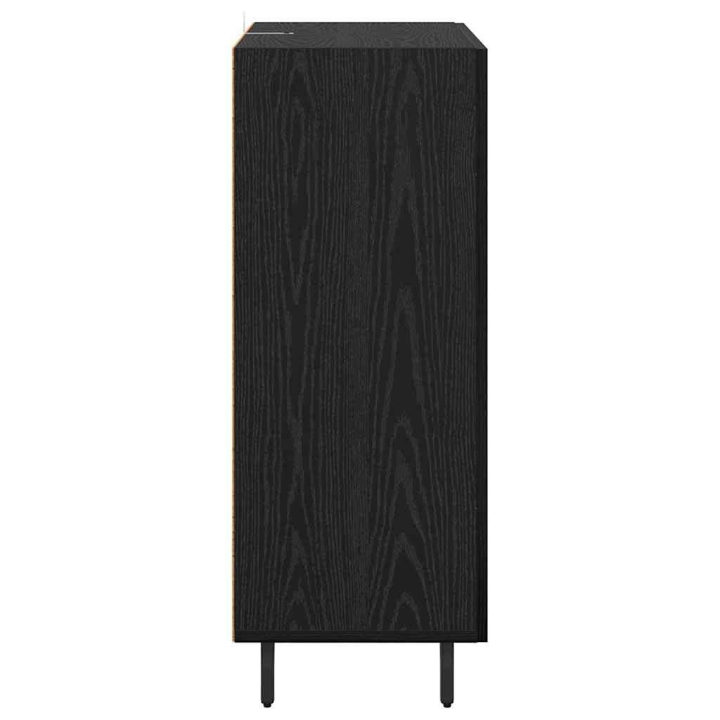 Credenza nera rovere 69,5 x 34 x 90 cm, materiale in legno con 2 ante, design moderno, grande spazio per soggiorno, sala da pranzo, corridoio e ufficio