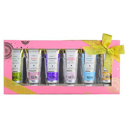 Spa Luxetique Shea Butter Hand Cream Gift Set, 6 * 30ml Mini Hand Cream Travel Gift Set, Moisturizing Hand Cream for Dry Hands with Natural Aloe and Vitamin E, Premium Hand Cream Gift Sets for Women.