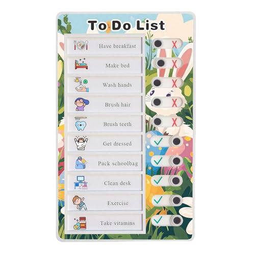 Checklisten-Tafel Aufgabenliste zum Aufkleben, wiederverwendbares Memoboard für Kinder,Aufgabenplaner Kinder, Aufgabenliste für Kinder (Rabbit)(Hase)