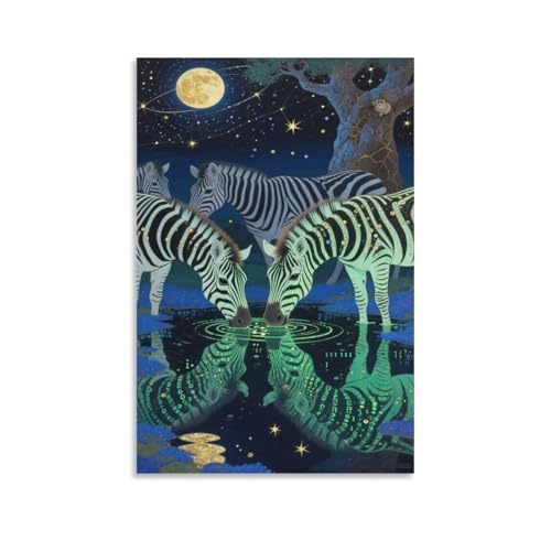 CBCoin Cebra Lienzo Impreso Cuadros Cuadros Modernos Obras De Arte Enmarcadas Para Recámara Baño Sala De Estar Comedor Decoración De Pared 16x24inch(40x60cm)