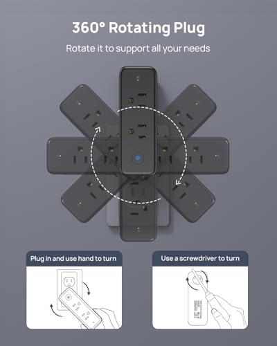 Image of TROND Outlet Extender Surge Protector with 6 Outlets and 360 Rotating Plug