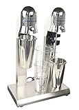 INTBUYING Commercial Double Heads Milkshake Mixer Drink Milk Shake Maker Shaker Stainless Steel Electric Machine with 4 Cups (2 Stainless Steel 2 Plastic)