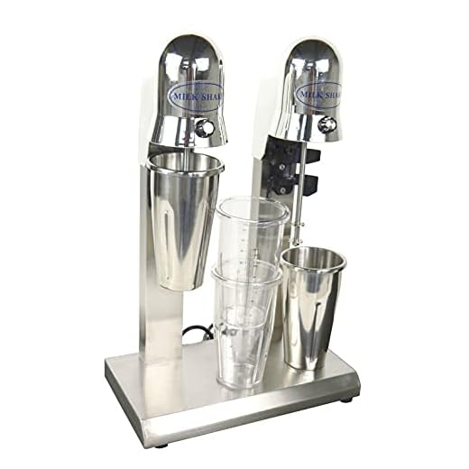 INTBUYING Commercial Double Heads Milkshake Mixer Drink Milk Shake Maker Shaker Stainless Steel Electric Machine with 4 Cups (2 Stainless Steel 2 Plastic)