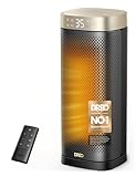 DREO 16 Inch Electric Heater, Energy Efficient Space Heaters for Bedroom with Thermostat, 70° Oscillating, Remote Control, 3-Mode, Tip-over & Overheat Protection, Silent Ceramic Fan Heater for Home