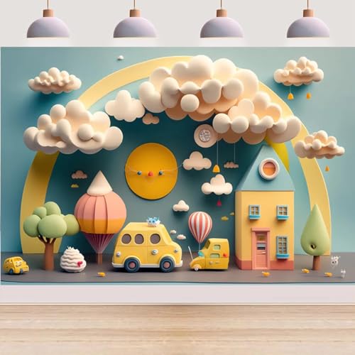 Fondo fotográfico Fiesta cumpleaños globos 7X5FT miniatura 2