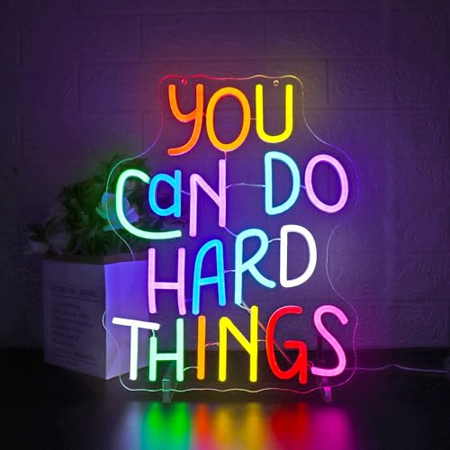 Image of Neon Sign for Wall Decor Led Light Sign Neon Light for Room Party Home Wall Decor USB Powered - You Can Do Hard Things