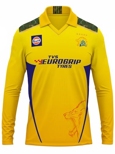 Image of CSK Official New Full Sleeves Jersey Dhoni 7 2024(Kid's, Boy's & Men's)