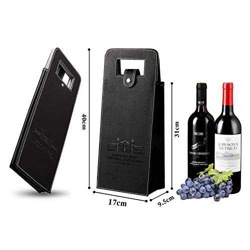 Sunfuny Wine Gift Bags, Leather Wine Tote Bag Carrier for 2 Bottles