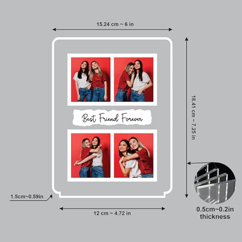 Image of Giftplease Customized LED Light Photo Frame for Friends | Personalized Lamp with Friendship Quote | Best Friend Gift for Birthday, Farewell, Friendship Day | Tabletop Frame 6x7.25 Inch FR 11