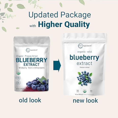 Organic Blueberry Extract Powder, 10oz | 100% Natural Fruit Powder | Freeze-Dried Wild Blueberries Source | No Sugar & Additives | Great Flavor for Drinks, Smoothie, & Beverages | Non-GMO & Vegan