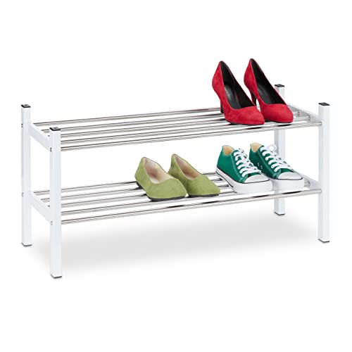 Ripiani portascarpe 2 pz impilabili bianchi 60x30x30,5 cm