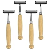 MERRYHAPY 4 Stück Teiliges Rasierhobel mit Bambusgriff Langlebige Edelstahlklingen Umweltfreundlich Hautschonend Rutschfester Griff für Glattes Angenehmes Rasieren zu Hause und Reisen