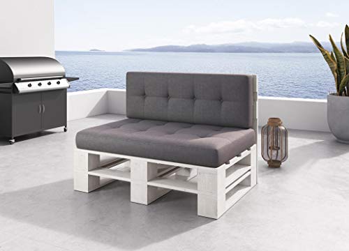 sunnypillow Palettenmöbel Europaletten Indoor und Outdoor Lounge Gartenmöbel Holz Gartenmöbel Set Lounge Möbel Terrasse Balkon Loft Stil Paletten | Weiß Bank 120 x 60 cm Höhe : 30 cm – Bild 3