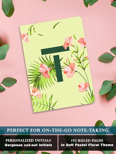 Image of DOODLE Monogram T Diary Gift Set - B6 Soft Bound Ruled Notebook with Tote Bag & Zipper Pouch - Premium Stationery Gift for Women & Girls