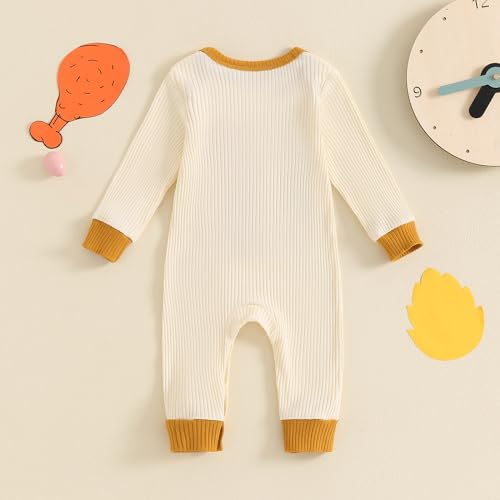Tsnbre Newborn Boy Girl Outfits Rib Knit Romper Long Sleeve Farm Chicken Bodysuit 0 3 6 9 12 Months Netural Baby Clothes4