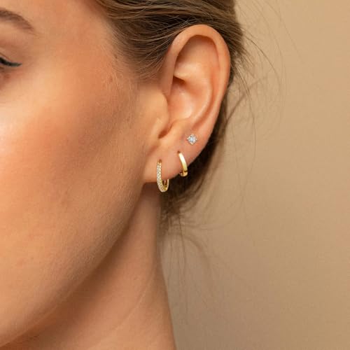 LEXODY Small Hoop Earrings for Women Set, Hypoallergenic 14K Gold/Silver Plated Huggie Hoop Earrings for women Trendy Lightweight Cubic Zirconia Cartilage Earring Stack Jewelry Gifts3