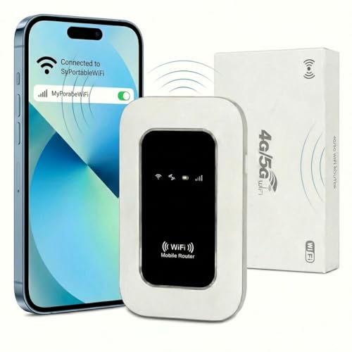Routeur 5G Portable WiFi 6 -Modem Internet Mobile Haut Débit Déverrouillé， Point d'Accès Mobile (MiFi) pour Voyage, Batterie 2100mAh (12h Autonomie), USB-C, WPA3,...