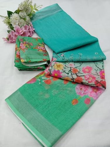 Image of C J Enterprise Women Banarasi Kanjivaram Style Linen Saree