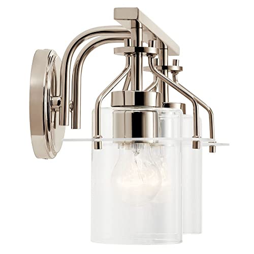 Image of Kichler Everett 16 Inch 2 Light Vanity Light with Clear Glass in Polished Nickel
