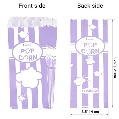 Image of CUSINIUM 1oz Lavender Paper Popcorn Bags (100-pack) - Carnival Theme - Customizable