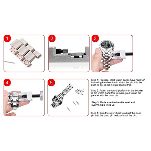 Image of DIY Crafts Pattern No # 9, Repair Tool Kit, Watch Band, Watch Band Adjustment Strap Link Pin Remover Watchmakers 3X Extra Pins Watch Band Sizing Tool Compat (Pattern No # 9, Repair Tool Kit)