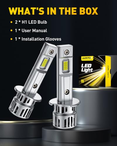 Image of AUXITO Upgraded H1 Bulb, 80,000LM 15X Brighter, 6500K White, 2PCS | 80K Super Bright, 60K Long Life Service, H1 Halogen Replacement, H1 Fog Replacement, 5 Min Install