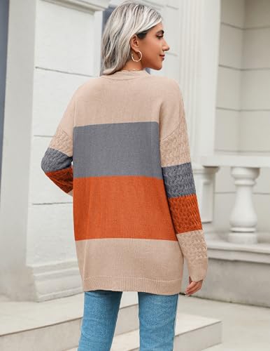 Zeagoo Womens 2025 Long Sleeve Chunky Cable Knit Fall Cardigans Sweaters Button Down Open Front Outerwear with Pockets4