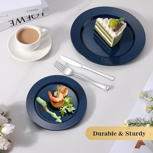 Image of Goodluck 200PCS Navy Blue Plastic Plates, Disposable Blue Plates