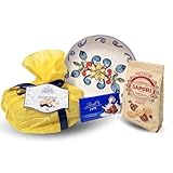 Speciale Italia – Cesto Regalo Pasquale con Colomba, Cioccolato e Pasticcini, Confezione Elegante con Centrotavola in Ceramica Italiana Lavorata a Mano
