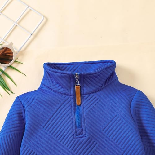 Infant Toddler Baby Boy Clothes Long Sleeve Quarter-Zip Quilted Polo Sweatshirt Tops Pants Set Fall Winter Outfits4