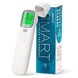 Thermometer Non-Contact Forehead and Ear Thermometer for Adults and Baby 3-in-1 Digital Infrared Thermometer 1s Measurement High Accuracy Fever Alarm 3-Color Indicator LCD with Storage Bag Accessories