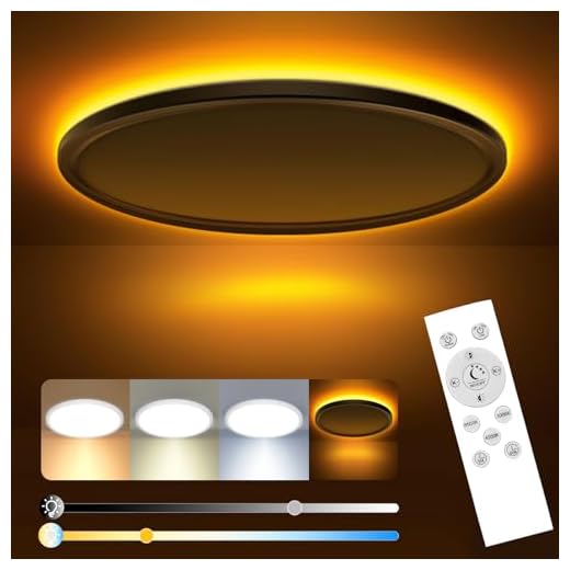 slochi Lampara Techo, 24W 2800LM Plafon Led Techo, Panel Plano Regulable con mando a distancia, Luz Nocturna Regulable 1800K，3000K-6500K Lámpara de techo Slim salon, dormitorio-Blanco redondo