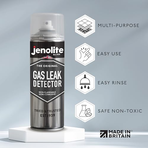 JENOLITE Gasleckdetektor-Spray, nicht brennbar und nicht korrosiv, 400 ml, Erkennung von Lecks in Heizung, Sanitär, Klimaanlage und mehr, DVGW-zertifiziert