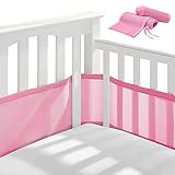 Bettumrandung Babybett Bettschlange Baby Bettnestchen Nestchen für Babybett für Kinderbett Eckenschutz (1 Einheit, Rosa)
