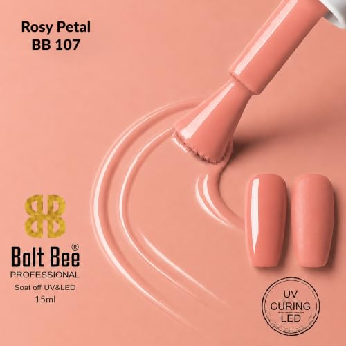 Image of BOLT BEE 15Ml Gel Glossy Finish Nail Polish - Clear Pink Glitter, Soak Off UV LED Gel Nail Art Starter Kit for Salon & DIY Home Manicure, 0.5 Oz (1)