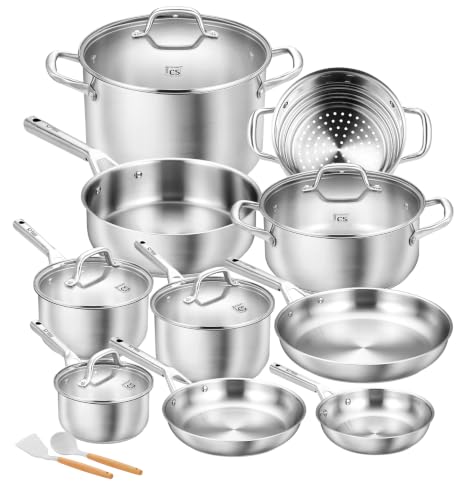 Image of KOCH SYSTEME CS Stainless Steel Cookware Set 17 Piece, 5 Ply Base Cookware