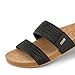 REEF Vista Braid II Women's Fashion Slide Sandal, Vegan Leather Strap, Ultra Soft Cushion Footbed, Black/Cork, 9