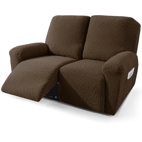 Image of 2026 Loveseat Recliner Cover 4-Piece (48 inch-66 inch) Super Soft Recliner Loveseat Covers with Big Pocket & Anti Slip Ties Stay in Place, Lazy Boy Reclining Love Seat Slipcover Durable Washable, Coffee
