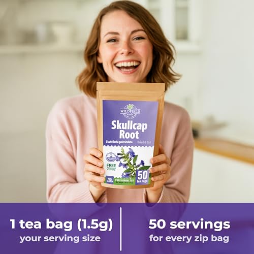 Image of 50 Bags Skullcap Herbal Tea (Scutellaria) - 50 Tea Bags 1.5g Skullcap Herb Escutelaria