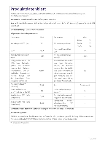 Exquisit Mini-Geschirrspüler, Tischspülmaschine, 55 cm breit, spülmaschine klein, ECO-Modus, GSP5508-030D silber