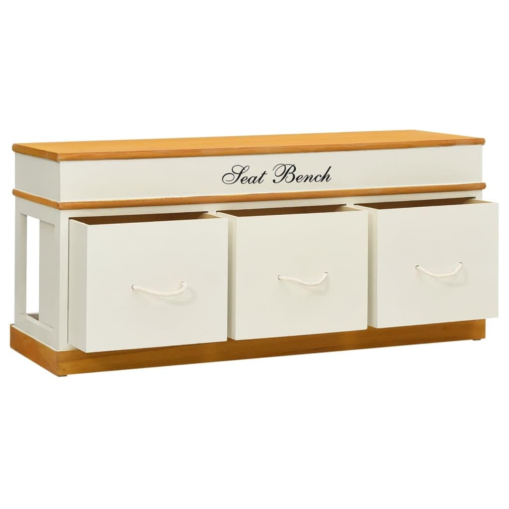 Sitzbank mit Stauraum Schuhschrank Flurbank mit 3 Schubladen - Robuste Holz Sitzbank für Garderobe, Veranda und Schlafzimmer - Organizer Aufbewahrungsbank mit hoher Tragkraft