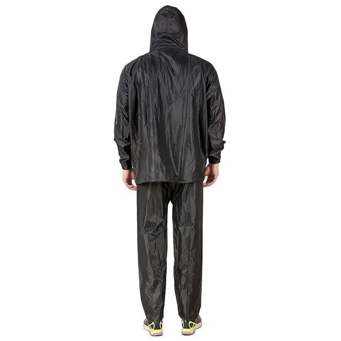 Image of RainCoat for Men Waterproof Raincoat with Pants Polyester For Men Bike RainSuit RainJacket Suit Mobile Pocket with Storage Bag (black)
