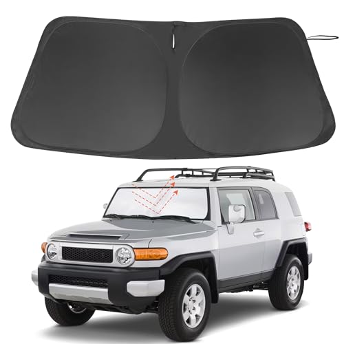 Image of Windshield Sun Shade Custom Fit for 2007-2014 Toyota FJ Cruiser Sport Utility Accessories Foldable Sunshade Sun Blocker Protect Car from Sun Rays & Heat Damage Keep Car Cooler
