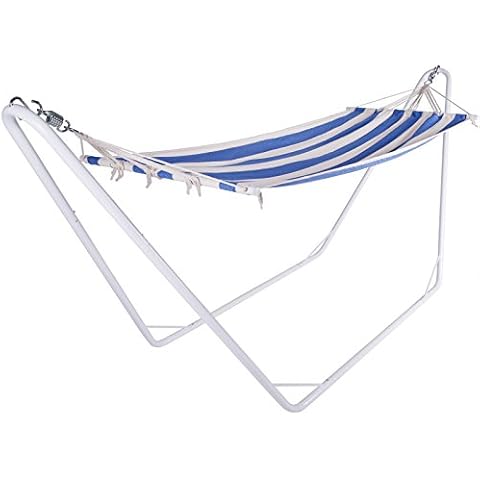 Hamaca con Soporte de Metal Deuba 150Kg Tela de Algodón 200x80cm Cover