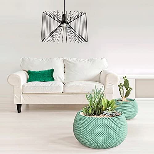 WELLHOME MOBILIARIO & DECORACIÓN 2 x Round Planter with Splofy Bowl in Cream Plastic 14.4 (L) x 14.4 (W) x 11 (H) cm - Image 4