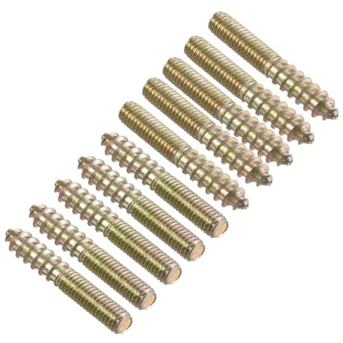 TOP-VIGOR 10Pcs Hanger Bolts, M6x40mm Double Headed Bolts Self Tapping Screw, Double Ended Dowel Screws, Screw Dowels Hanger, Threaded Lag Wood Screws and Machine Bolts for Wood Joint Furniture