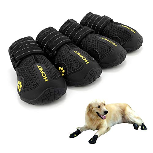 Hcpet Dog Boots Paw Protector, Anti-Slip Dog Shoes with Reflective Straps for Small Medium Large Puppy Booties 4Pcs Hcpet Dog Boots Paw Protector, Anti-Slip Dog Shoes with Reflective Straps for Small Medium Large Puppy Booties 4Pcs