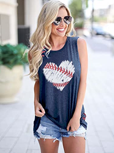 Baseball Tank Tops Women Baseball Heart Print Shirt Funny Play Ball Tank Casual Sleeveless Vest Summer Graphic Tee Top3