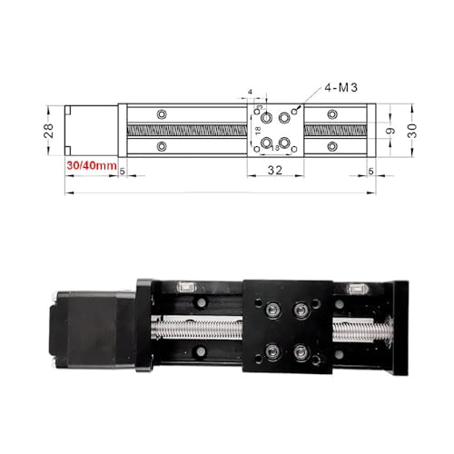 Table coulissante Nema11 T8 course 200mm pas 4mm pour CNC